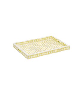 Lemon Colored Bone Inlay Tray Elegant Designer Serving Plate Functional Home Organizer Stylish Everyday Use Tray From India - Product Image 3