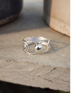 Bague en argent audacieux faite à la main en argent sterling 925 bague réglable ouverte bijoux minimalistes empilables modernes - Product Image 4