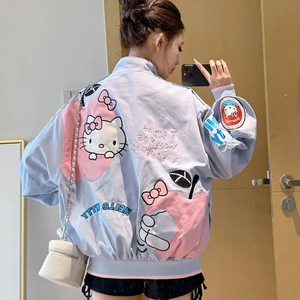 เสื้อโค้ทยูนิฟอร์มลายอะนิเมะ Hello Kitty สำหรับผู้หญิงเสื้อโค้ทปักลายน่ารักน่ารักสำหรับฤดูใบไม้ร่วงเสื้อโค้ทชุดโลโมทีฟทรงหลวมสำหรับเด็กผู้หญิง - Product Image 6