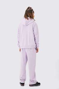 Ensemble de survêtement de jogging pour homme OEM, comprenant un sweat à capuche oversize zippé à manches raglan et surpiqûres contrastées, et un pantalon de survêtement, style pull. - Product Image 2