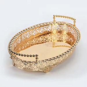 Bandeja de chocolate designable de trabajo abierto en relieve de metal dorado de lujo hermoso de excelente calidad más vendida - Product Image 3