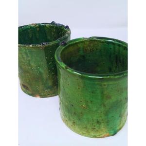 Tazón de Cerámica Artesanal Marroquí Tamegroute con Esmalte Verde, Artesanía Bereber Vintage, Decoración para el Hogar, Regalo - Product Image 1