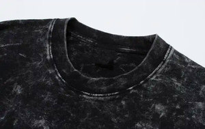 Moda 100% algodón barato hombres cuello redondo lavado ácido de gran tamaño negro Vintage camiseta de alta calidad hombres camisas - Product Image 3