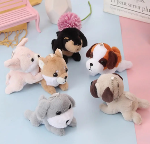 LLavero de juguete de peluche de perro de peluche esponjoso Kawaii suave Pug cachorro peluches muñeca bolsa encanto accesorios para niño chico regalo - Product Image 2