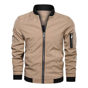 Autumn Men's Windproof Bomber <b>Jacket</b> <b>with</b> Custom Logo Embroidered Techniques Long Sleeve Casual Coat <b>with</b> Crew Neck - Product Image 2