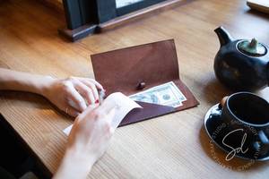 Handcrafted Leather Bill <b>Holder</b> for Upscale Restaurants Custom Design Magnetic Closure and Branding LBH-0106 - Product Image 3