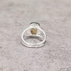 Anillo de Plata de Ley 925 con Citrino Natural, Piedra Natal de Noviembre, Diseño de Doble Banda, Joyería Artesanal para Mujer - Product Image 6
