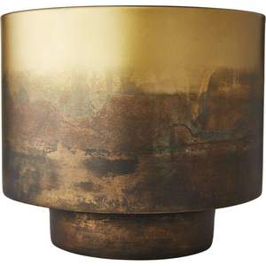 Pot de fleurs en métal doré vieilli de style nordique, vase décoratif d'intérieur en laiton, grand pot en métal commercial pour salon - Product Image 1