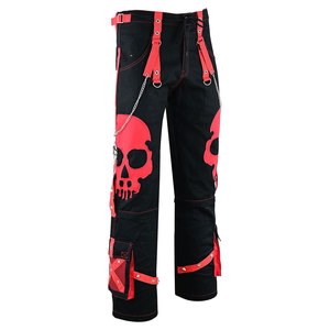 Pantalones de Moda Gótica Oscura con Calavera Roja Grande para Hombre, con Correas Rojas, Cadena y Tachuelas Plateadas 2026 - Product Image 2
