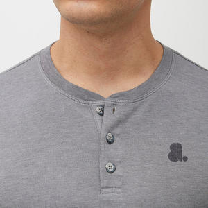 T-shirt Henley à manches longues pour homme de qualité supérieure, décontracté, personnalisable avec logo, devant, grande taille, respirant, coupe ajustée, coton, fibre de bambou - Product Image 3