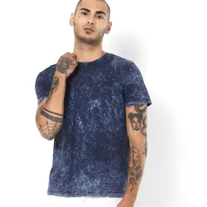 Hochwertiger solider Farb rundhalsausschnitt Säure gewaschen beliebte individuelle Unisex-T-Shirts individueller Druck und Logo-Design