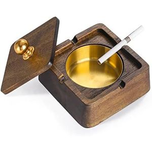 Cendrier en bois fait main avec bord en laiton bol rond porte-pipe fumeurs plat décoratif écologique décor élégant - Product Image 1