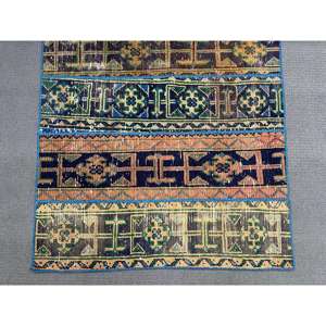 Alfombra Turca Vintage Pequeña de 3x3.6 pies, Alfombra Azul de Lana Marroquí - Product Image 4