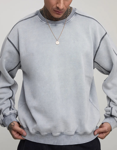 Nouvel arrivage OEM/ODM Sweat-shirt ras du cou pour hommes sur mesure Pull surdimensionné respirant Sweat-shirt en tissu 100% coton pour hommes - Product Image 2