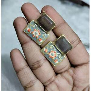 Pendientes de aro de estilo Meena de moda, Latón chapado en rodio, aleación de cobre, circón, perla, diamante, piedras principales religiosas para regalo de fiesta - Product Image 3