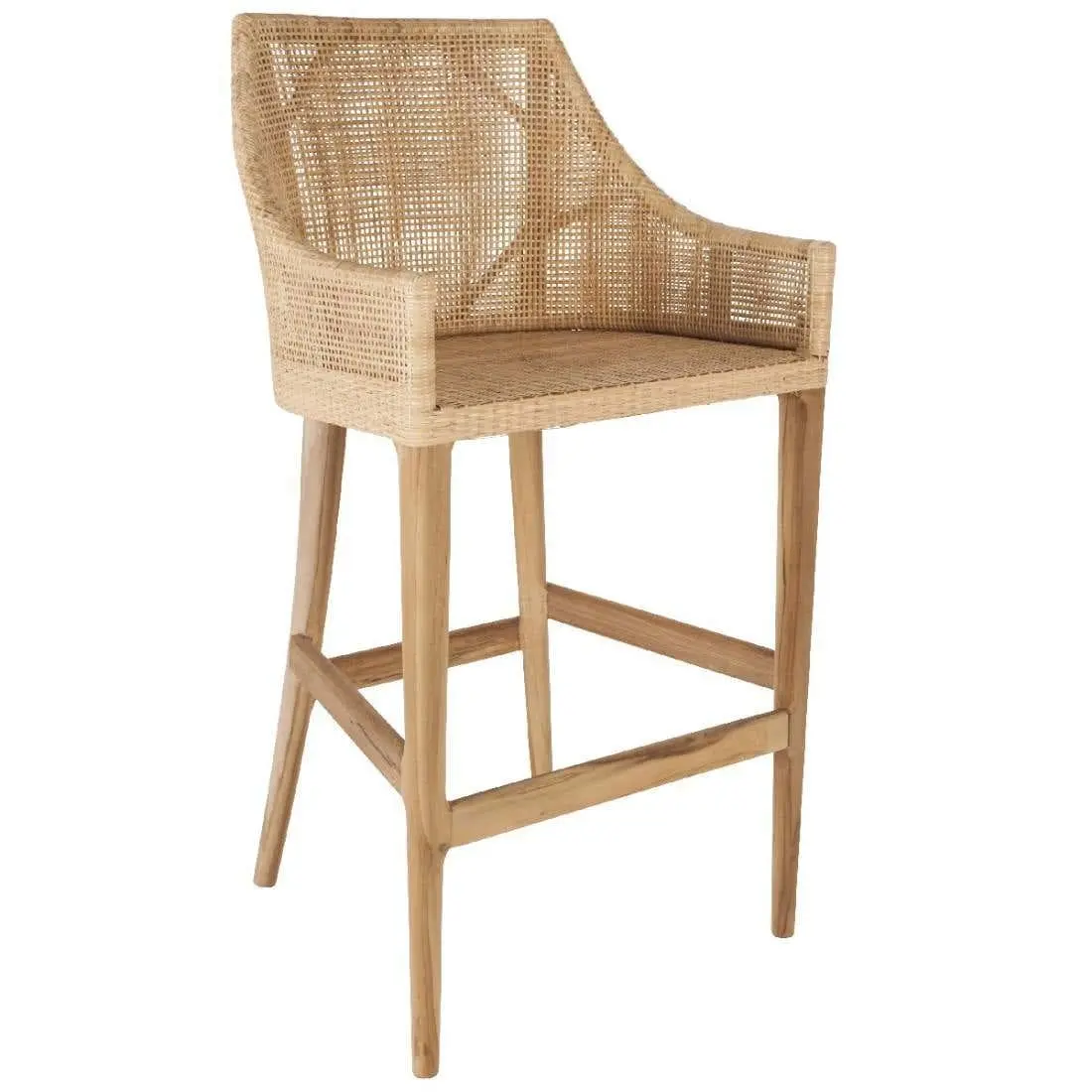 Taburete de Bar de ratán y madera de alta calidad, sillas de cena, muebles de sala de estar, silla de ocio de mimbre moderna hecha en Vietnam