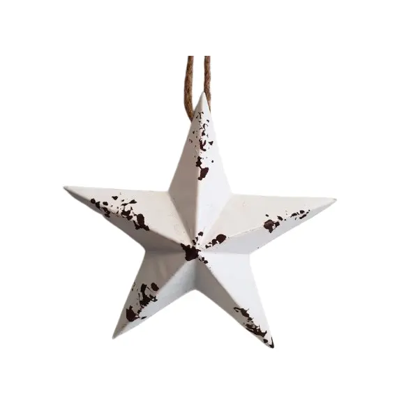 Nuovi rilasci lamina di metallo di natale appeso ornamenti con rivestimento in polvere bianca finitura a forma di stella per la decorazione domestica