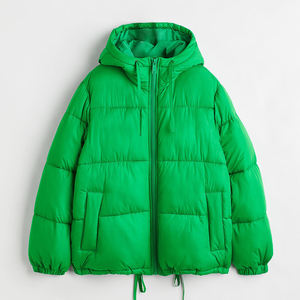 New Fashion Women's Winter Warm Puffer Jacket Shiny Bubble <b>Coats</b> <b>Stand</b> Collar Long Sleeve Solid Color Puffer Jacket With Low MOQ - Product Image 2