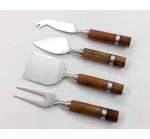 Vevor — ensemble de 4 couteaux à fromage en acier inoxydable, trancheuse à fromage avec manche en bois et en résine transparente - Product Image 2