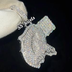 Hecho a mano personalizado VVS1 Moissanite colgante totalmente helado 925 Plata Hip Hop Collar para hombres - Product Image 1