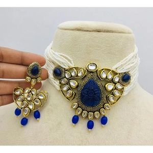 Conjunto de collar Kundan Chokar chapado en oro de 24 quilates, joyería fina nupcial Vintage clásica con estilo clásico - Product Image 4