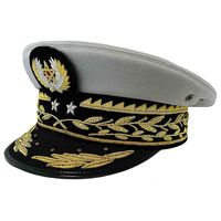 THREEATONE ENTERPRISES Alemania Gorra de Comandante de la Marina Real Bordada a Mano, Poliéster+PVC, Cuatro Estaciones, Alta Calidad, para Adultos