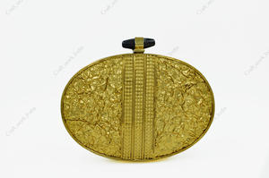 Gold Oval Metal <b>Clutch</b> with Natural Shell Stone Inlay Pearl Detailing and Sculpted Frame Designer Evening <b>Bag</b> handmade <b>clutch</b> - Product Image 4