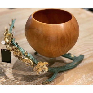 Tazón decorativo con ensaladera floral dorada Madera de Acacia Premium para fiestas en casa y cualquier ocasión Precio asequible - Product Image 5