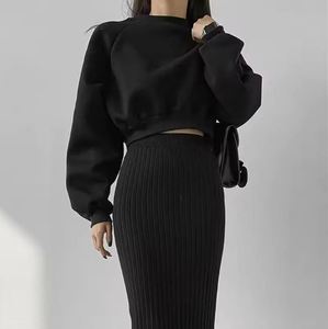 Sweat-shirt en coton coréen pour femmes, manches longues, pull-over, mélange de fibres, basique, vente en gros, haute qualité, meilleur prix, personnalisable, devant - Product Image 1