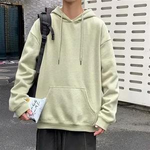 00% coton Polyester mélange solide col à capuche pull surdimensionné sweats pour hommes long cordon à capuche grandes tailles tricoté - Product Image 6