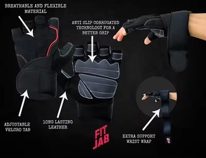 Customizable Half-<b>Finger</b> Gloves Highly Elastic Fitness Wrist Support with Anti-Slip Breathable Feature for Gym & Weightlifting - Product Image 4