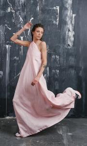 Robe maxi en lin à une épaule de qualité supérieure pour femme - Product Image 2