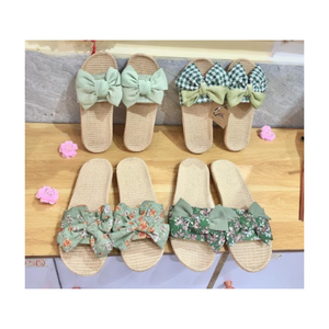 Top produits 2024 sandales multicolore plat femmes jonc de mer pantoufle chaussures pour plage eau jacinthe jonc de mer pantoufle pas cher prix - Product Image 6