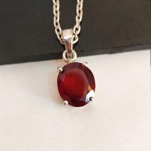 Colgante de Granate Hessonita Hecho a Mano, Ovalado, de Plata de Ley, Joyería de Piedra de Nacimiento, Regalo para Niñas y Mujeres, Alta Calidad, Clásico - Product Image 3