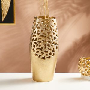 Vase Premium Vase à fleurs en métal cylindrique moderne avec finition dorée pour décor de mariage de table élégant et vase de design d'intérieur à la maison - Product Image 1