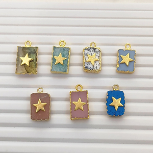 Colgante de ópalo azul rectangular de 16x12mm, abalorio galvanizado chapado en oro, suministros de joyería hechos a mano, venta al por mayor - Product Image 5