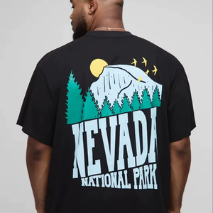 T-shirt pour homme en coton 100% noir, imprimé en sérigraphie, col rond, motif floral personnalisé, 220 GSM, 2025 - Product Image 1