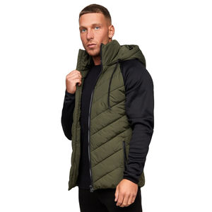 Nouvelle arrivée Veste d'hiver pour homme Fermeture éclair Cargo Mode Doudoune Col mandarin Coupe-vent Noir Manches régulières Veste personnalisable - Product Image 1