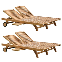 Chaise longue double pliable moderne en teck résistant aux UV, spacieuse pour l'extérieur, idéale pour les couples, les jardins, les villas et les hôtels