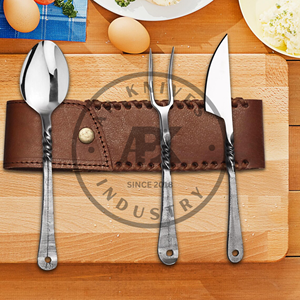 Ensemble de couverts en acier inoxydable forgé de style viking 304, couteau, fourchette, cuillère, cadeaux écologiques, vente en gros directe d'usine, AR - Product Image 4
