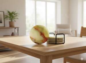 Juego de 4 Posavasos de Mármol Verde Ónix, Portavasos de Piedra Natural, Decoración Elegante para Bar y Mesa - Product Image 5