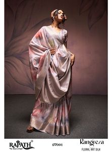 Saree imprimé floral en soie georgette de créateur dernier cri pour le festival de fête des femmes de haute qualité par Fab Zone - Product Image 5