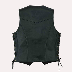 Chaleco de cuero genuino para hombres OEM Factory Durable Cowhide Outdoor Biker Style Custom Branding Wholesale Available - Product Image 4