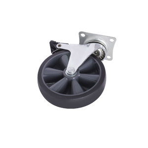 Roue pivotante robuste de 5 pouces pour chariot alimentaire, en TPR, avec plaque de montage supérieure en acier zingué - Product Image 5