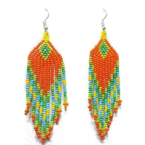 Pendientes Largos de Alta Calidad, Ligeros, Hechos a Mano, con Cuentas de Semillas, Estilo Floral, Bordado de Poliéster Intrincado, para Mujer - Product Image 1