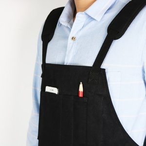 Tablier de jardin en toile noir avec logo personnalisé Poches multifonctions Bretelles croisées dans le dos Conception de la taille Tissu en coton Kits d'outils de travail en plein air - Product Image 3