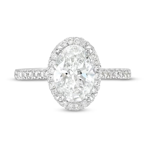 Anillo de compromiso SGARIT personalizado de oro de 14K con corte ovalado y halo, diamante de 3 quilates cultivado en laboratorio, VVS D, certificado IGI, joyería de boda para mujer - Product Image 1