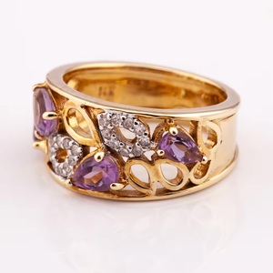 Bague en argent pour femmes de style vintage R-8249 prête à expédier fabriquée en Thaïlande avec la pierre principale en diamant de l'usine Bella - Product Image 3