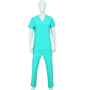 Tenues d'hôpital unisexes personnalisables en tissu sergé respirant, ensembles d'uniformes d'infirmière à manches courtes, col montant, faciles à porter, avec poche pour aiguilles - Product Image 3