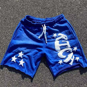 กางเกงขาสั้นผ้าฝ้ายฟอกสีฝุ่นสำหรับผู้ชายวินเทจโอเวอร์ไซส์ออกแบบได้ตามต้องการ - Product Image 3